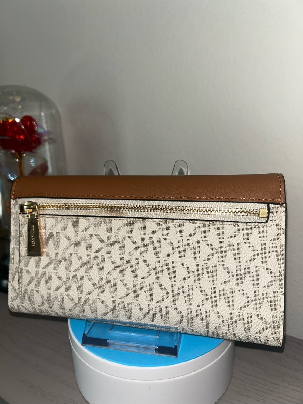 Michael Kors Tan Leather & Signature Canvas Continental Wallet - Picture 6 of 9